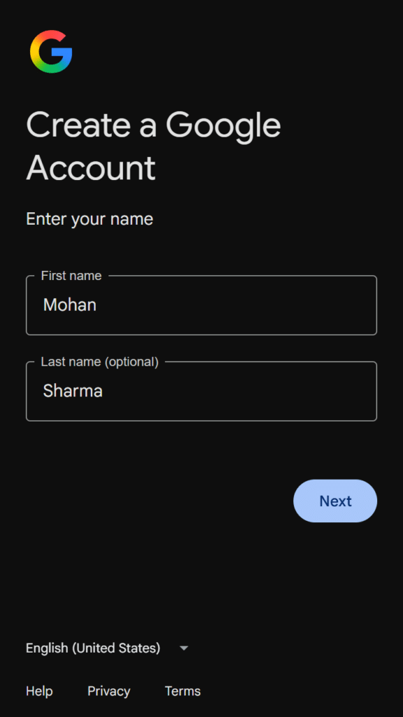 email id kaise bnaye step 2