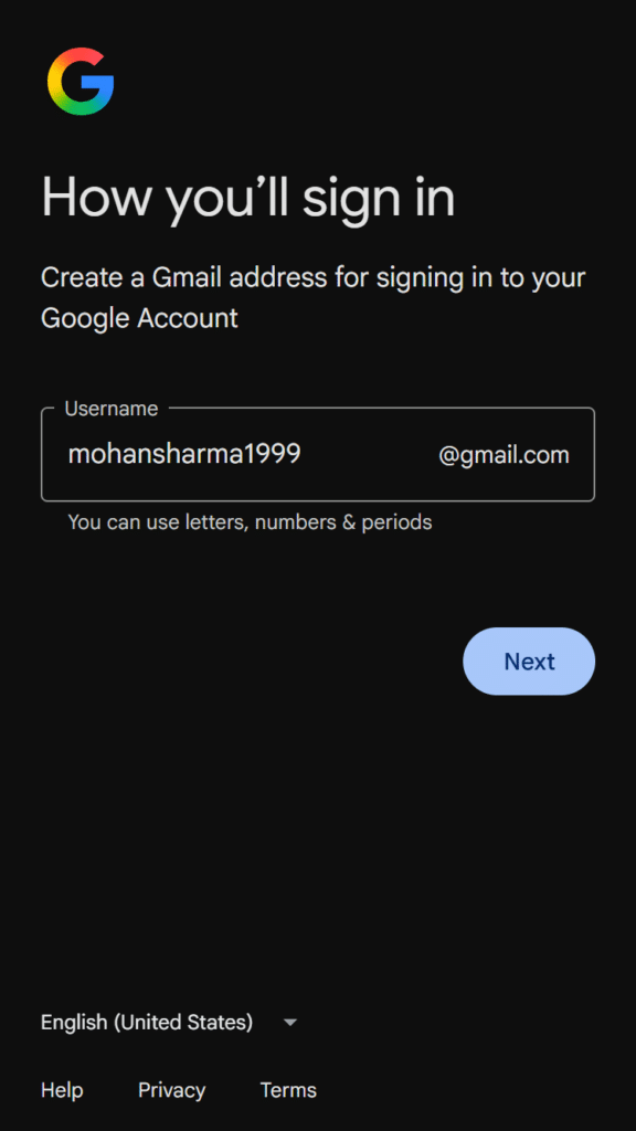 email id kaise bnaye step 4