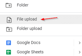 Google Drive upload