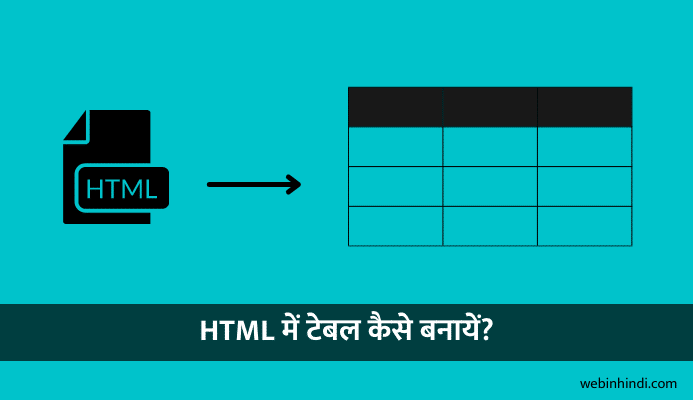 एचटीएमएल में टेबल कैसे बनायें? HTML Table in Hindi