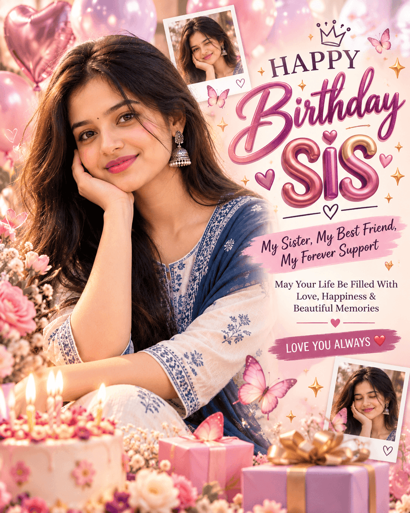 Sister Birthday Poster – Photo Upload AI Prompt Sister Birthday Poster – Photo Upload AI Prompt